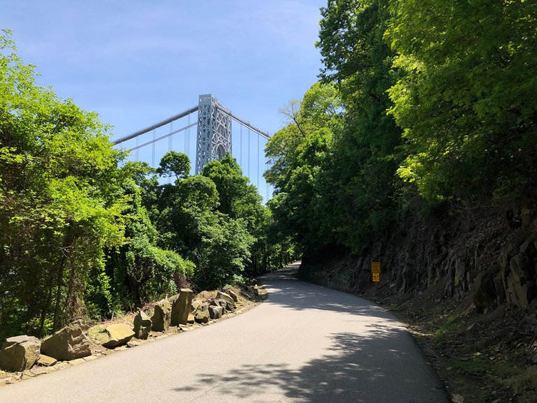 Ride along side the Hudson River with the George Washington Bridge